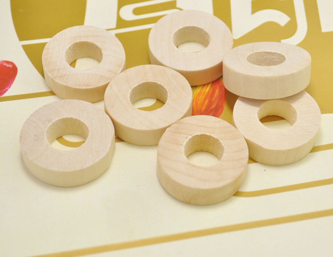 20pcs 35mm Round Flat Wooden Beads With 15mm Large Etsy