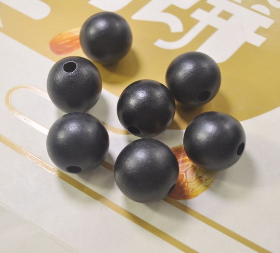 25Pieces inch Black round wooden beads,necklace beads, Painted wood  bead,Wood Spacer Bead,Jewelry Supplies