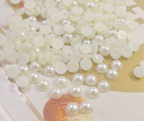 Ivory Color 5MM Or 6MM Or 8MM Or 12MM Loose Pearl Flat Back Half Pearl –  World Trimmings