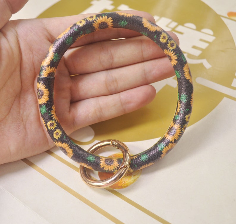 Keychain Banglesbracelet Keychainvegan Leather Bangle Etsy