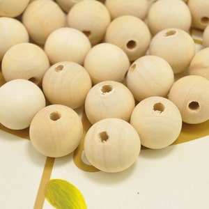 Wood beads,20mm Round Natural Unfinished Wooden Beads,DIY Beads - 100 pieces - wholesale beads