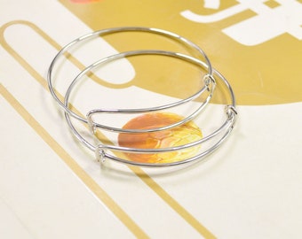 10Pcs Baby Bangles,60mm Adjustable Bangle Bracelet,Children's bangle bracelet,Nickel color ,wired bracelet findings .