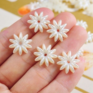 ABS Pearl White Beads,17mm Flower Beads, Acrylic Beads,Jewelry Supply,100/200 pcs set