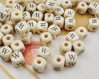 20-200 of W letter wood letter alphabet square beads , 10mm Natural Wooden Letter Alphabet Beads,Spacer Beads,DIY Jewelry Making Accessories