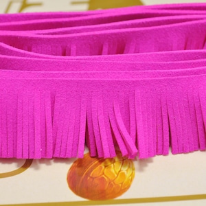 1 yard Bright pink Leather Fringe Trim,30mm Width Faux Suede Fringe Trim,Perfect for Making Tassel and other crafts,DIY Tassel pendant.