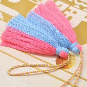 Grand pompon en coton, 2Pcs, pompons Mala faits à la main, pompon rose vif et bleu, pompon avec corde, boho, fournisseur de pompons, fabrication de pompons DIY-VC3 #