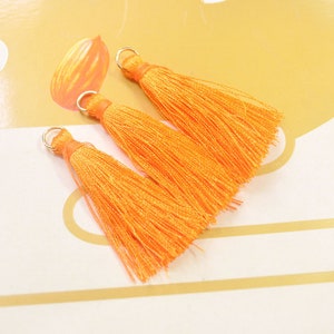 20 Pieces 40mm Silk Tassel with Gold Plated Jump Ring, Jewelry Tassels, Tassel Pendant Charm, Wholesale Tassels, Orange Color, VC441#