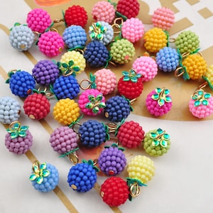 20/50Pc 12mm Round Loose Bayberry Bead Acrylic Beads,fruit，berry，grap Bead Pendant Charm,Jewelry Making DIY Charm Earrings/Bracelet/Necklace