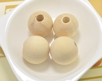 10 pieces Large Wood beads,Round Unfinished Natural Wooden Beads,round ball beads,10mm Big Hole Middle--35x33mm