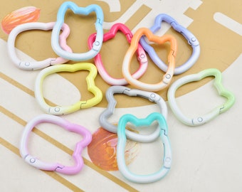 8/10/20/50Pcs Two Color Cat Carabiner Clips Clasp,Multi Color Aluminum Carabiner key chain,Carabiner clips,Cat Spring Hook Keyring,28x35mm