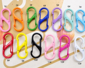 8-50Pcs Colored Double Push Carabiner Clasp,S Shaped Lobster Clasps,Connector,S Spring Push Gate for DIY Jewelry Finding Necklace Bracelet