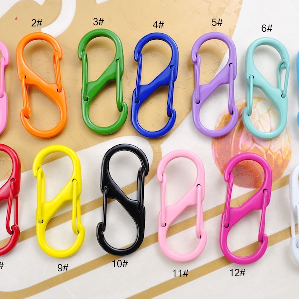 8-50Pcs Colored Double Push Carabiner Clasp,S Shaped Lobster Clasps,Connector,S Spring Push Gate for DIY Jewelry Finding Necklace Bracelet