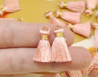 Small Silk Tassel,20pcs 0.9" Petal peach Mini Tassels,earring tassels,tassel accessories,tassel pendant charm,DIY Craft Supplies