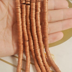 Polymer clay beads,6mm Deep orange Round shaped beads,African Vinyl Disc Beads, jewelry beads bracelet beads,Heishi Beads,16 inch strand,36#