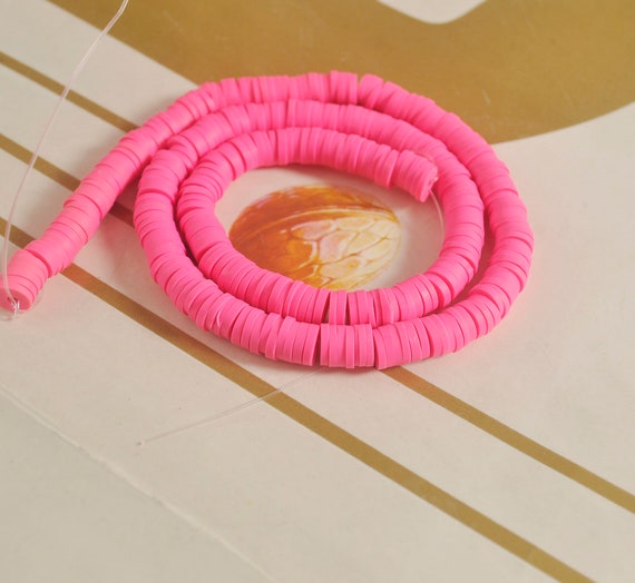 Polymer Clay Beads,6mm Fuchsia Round Shaped Bead,african Vinyl