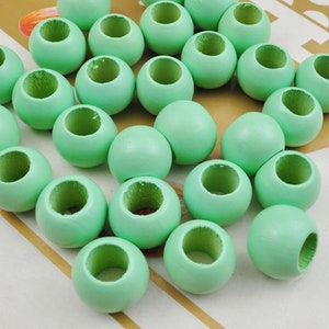 Wholesale Aqua Natural Wood Round Loose Beads,20/50 Round Wooden Beads Eco-Friendly 20mm Beads,10mm Hole,Jewelry DIY Wood Crafts