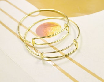 50Pcs Baby Bangles,50mm Adjustable Bangle Bracelet,Children's bangle bracelet,gold plated,wired bracelet findings .