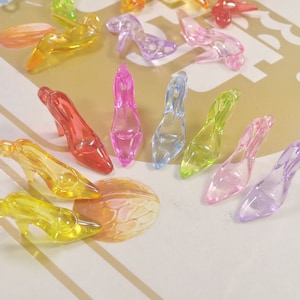 Acrylic High Heel Shoes pendants random mixed acrylic，High Heel Shoes Charm,30 pcs set,35x20mm