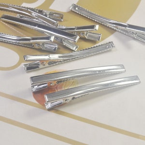 50Pcs Silver Prong Barrettes Hair Alligator Clips, Hair Accessory Blanks, Hair Clips, Alligator Clips, 2.35&quot; long