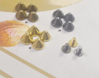 Wholesale Rivets Screw Punk Studs,50 Bronze/Gunmetal/Gold Screw Back Spike Cone Stud Punk Rivet For Art, Clothing, Leather Craft, Bag,6x9mm