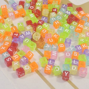 Transparent Tiny Cube Beads,6mm Acrylic alphabet letter Pendants, Acrylic or Resin Beads,Mixed Color beads,150 pcs set