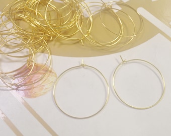 50/200 pezzi di orecchini a cerchio in oro, orecchini a cerchio placcati in oro da 35 mm, orecchini a cerchio fai da te, componenti per orecchini, anelli con ciondolo a forma di vino placcati in oro