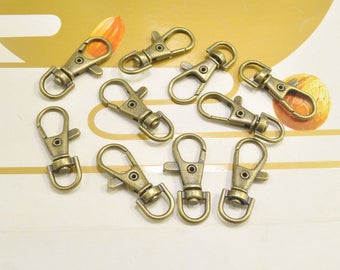 50 unidades de cierres giratorios de langosta en bronce antiguo, cierres grandes para llaveros, ganchos y conectores para llaveros, cierre de pinza de langosta (38 x 15 mm)