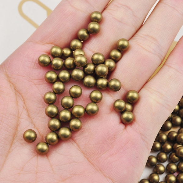 6mm Brass Ball Beads, 20Pcs Raw Brass Ball Beads Without Holes，Hollow bead