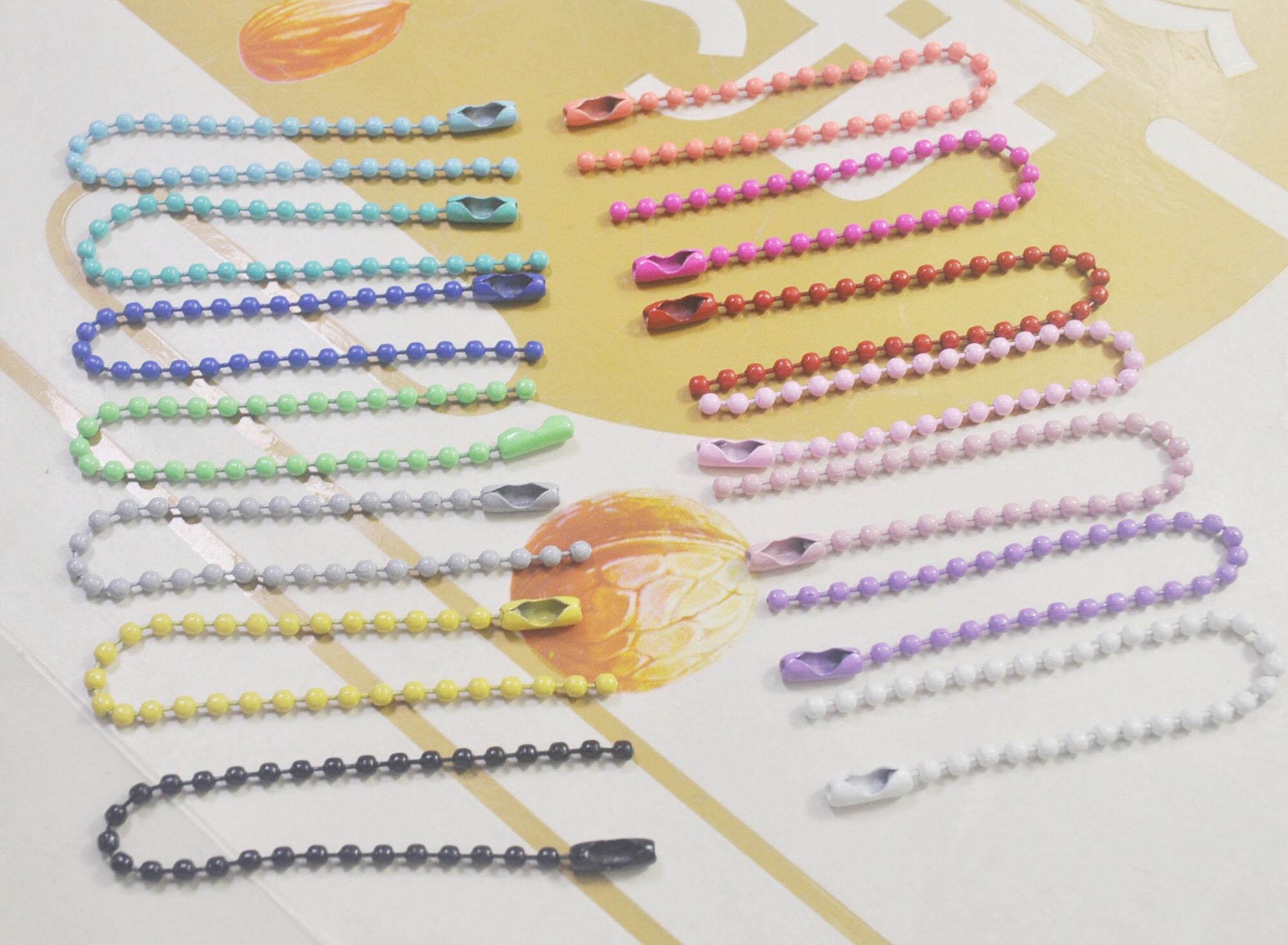 40pcs Ball Chain With Connector Clasp 2.3mm Ball Chains,mixed Color ...