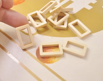 12 pezzi, ciondolo in legno tagliato al laser non finito fai da te, orecchini in legno naturale, gioielli in legno, forme in legno, forma rettangolare cava in legno - 23 x 14 mm