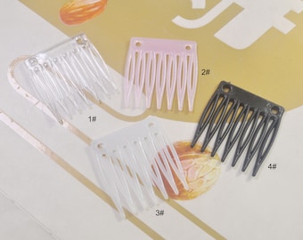 100Pcs 7teeth Combs,Small Clear/Pink/White/Black Plastic Side Hair Combs, Scalloped Edge,Millinery Supplies,Hair Accessories,wholesale