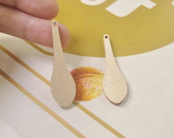 12 pezzi, ciondolo in legno tagliato al laser non finito fai da te, orecchini in legno naturale, gioielli in legno naturale, forme in legno, forma di vaso lungo in legno - 51 x 15 mm