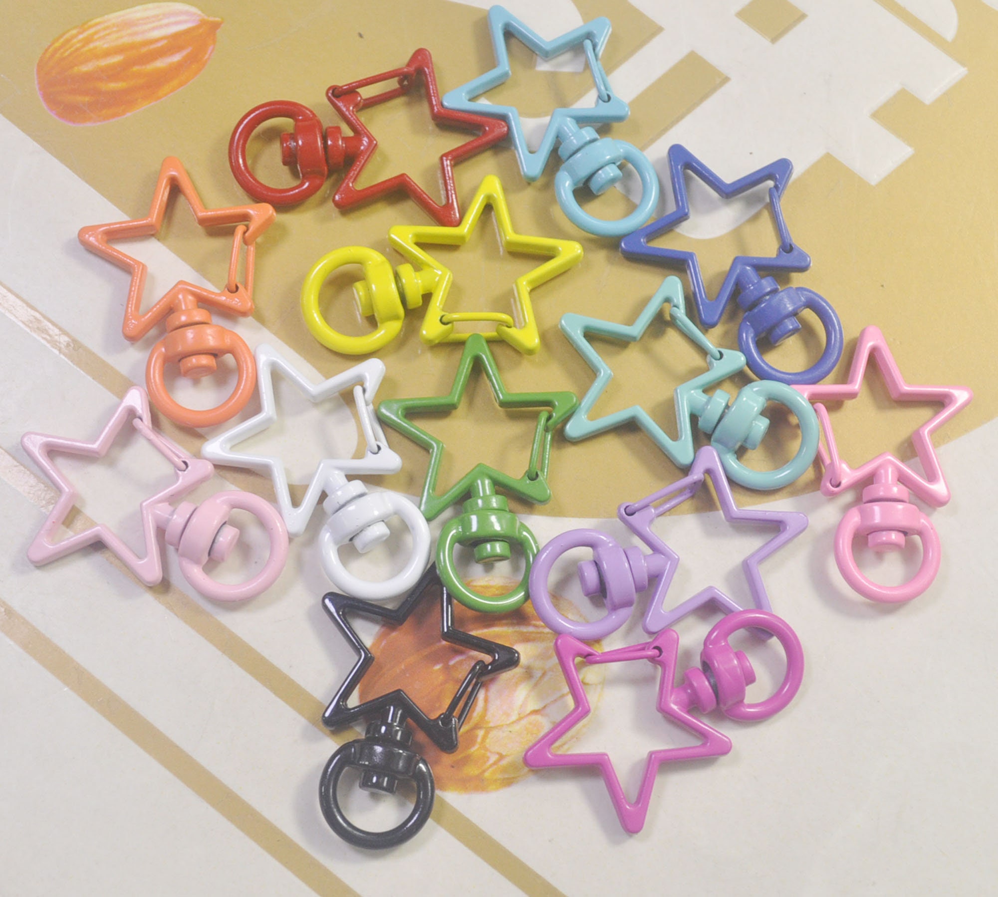 20pcs Mixed Color Star Shaped Lobster Claw Clasps,star Clasp Key