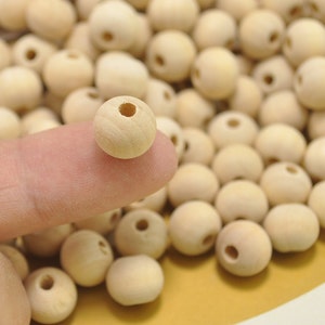 Wood beads,10mm Round Natural Unfinished Wooden Beads,DIY Beads - 200 pieces - wholesale beads