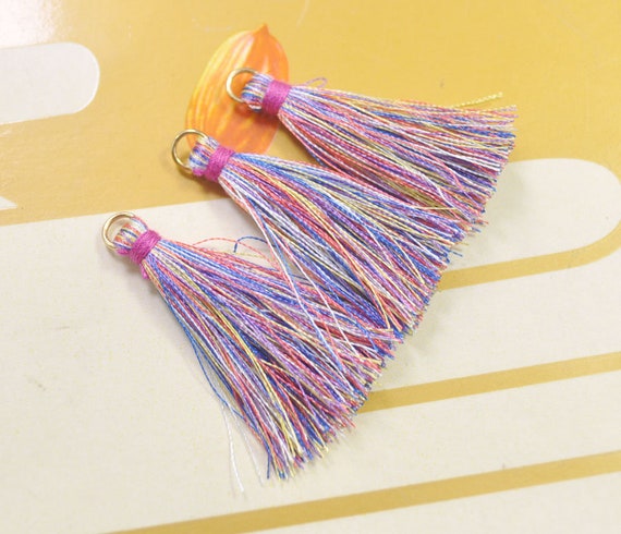 Jewelry Tassels VC443# Purple Color Tassel Pendant Charm 20 Pieces 40mm Silk Tassel with Gold Plated Jump Ring Wholesale Tassels