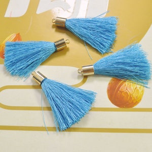 45mm tassel charm,Sky blue silk tassel pendant,20pc silky tassels,earring tassel,keychain tassel,bracelet tassel,necklace tassel-VC3741