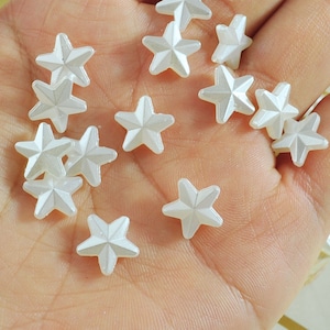100 Stück / 200 Stück Perlenstern Spacer Perlen, Acryl Sternperlen, 11 mm ABS Perle weißer Stern, fünfzackige Sternperlen, Schmuckzubehör
