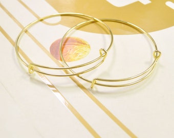 Wholesale Bangle,50Pcs adjustable bangle bracelets,Gold Plated Bangles,metal bracelet,Blank Bracelet Findings--65mm