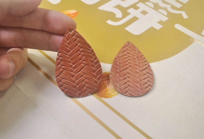 8 Brown Braided leather teardrop earrings pendant,Basket Weave Teardrop Leather Earrings Supplies,DIY Handmade Earrings--VCC5094#