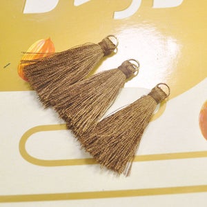 20 Pieces 40mm Silk Tassel with Gold Plated Jump Ring, Jewelry Tassels, Tassel Pendant Charm, Wholesale Tassels, Brown Color, V16#