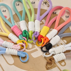 1-100 Rope Loop Keychain Charm,Colorful Paracord Knot, Key Ring Bracelet,Handmade,Spring Color Accessories for keyClasps,Phone,Purse and Bag