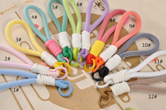 1-100 Rope Loop Keychain Charm,Colorful Paracord Knot, Key Ring Bracelet,Handmade,Spring Color Accessories for keyClasps,Phone,Purse and Bag