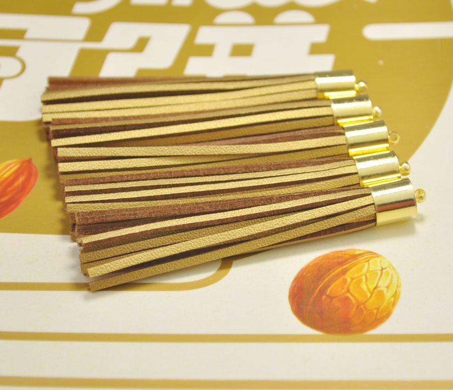 10pcs 80mm Gold Tassel Keychain Pendantgold Capfaux Leather Etsy UK