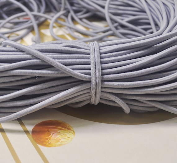 10Yds Grey Elastic Cord,4mm Round Elastic Cord,stretch cord,Stretch  Drawstring,Elastic Rope Craft DIY,Nylon wrapped Rubber