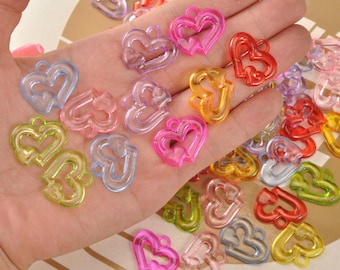 100Pcs Acrylic heart Shape Pendant Charms,Mixed Color Heart for Acrylic Kid Bead Phone Bracelet Necklace Keychains Making DIY Craft，25x22mm