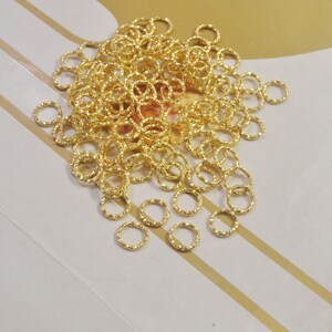 Textured Jump ring,Iron Open Jump rings,200Pcs 8mm Gold Plated Jump Rings