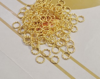 Textured Jump ring,Iron Open Jump rings,200Pcs 8mm Gold Plated Jump Rings