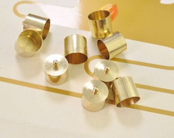 20pcs Raw Brass End caps,Big metal end Cap connectors,Tassel cap,Cord cap,Jewelry making caps 14x12mm