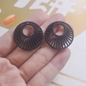 12Pcs Round Earring Pendnat,Black Round Earring Wood Dangle/ Wooden Charm/Pendant --30mm