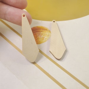 12 DIY Unfinished Laser Cut wood pendant,Natural Wood Earrings Blanks,Natural Wood Jewelry, Wood Shapes,Long wood Drop Shape - 49x17mm